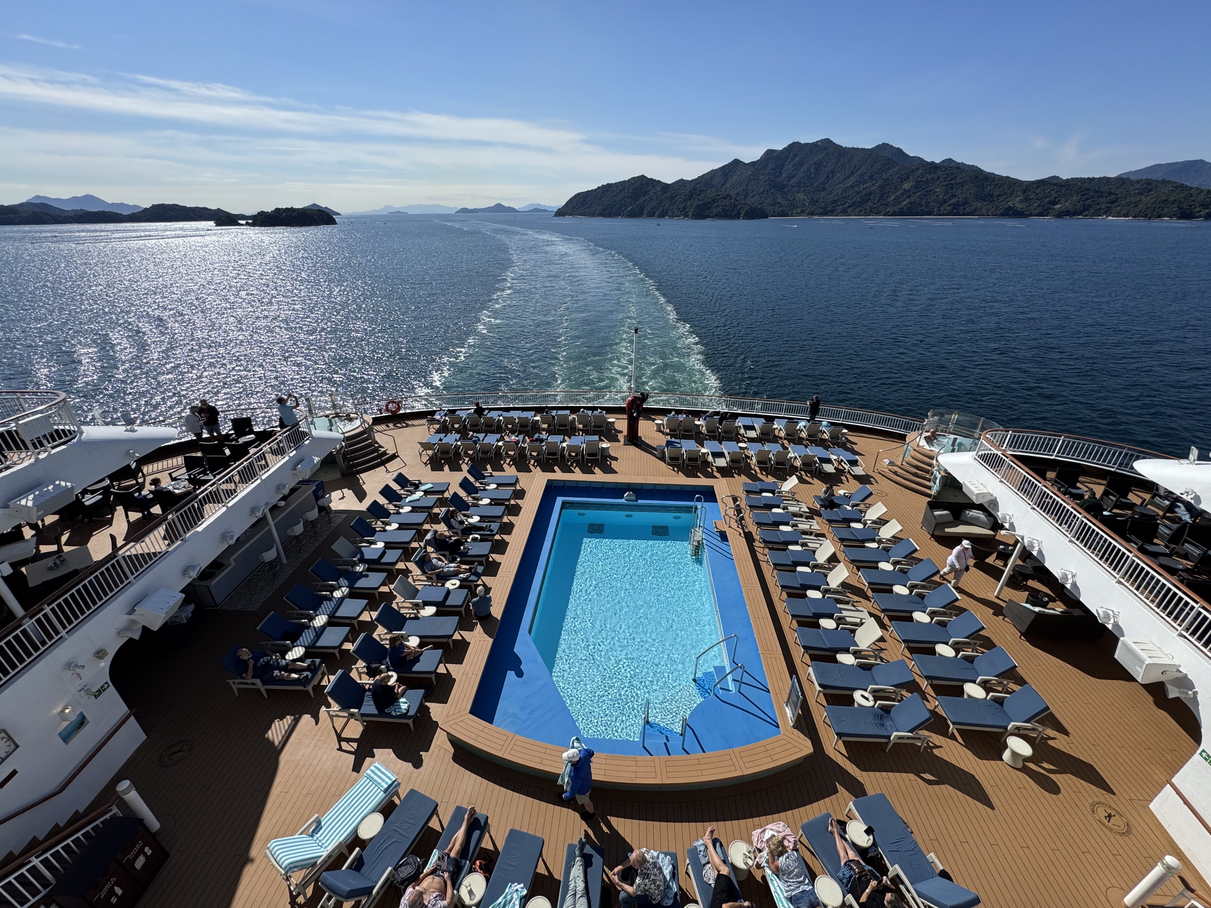 Cruise ship sailing on open water